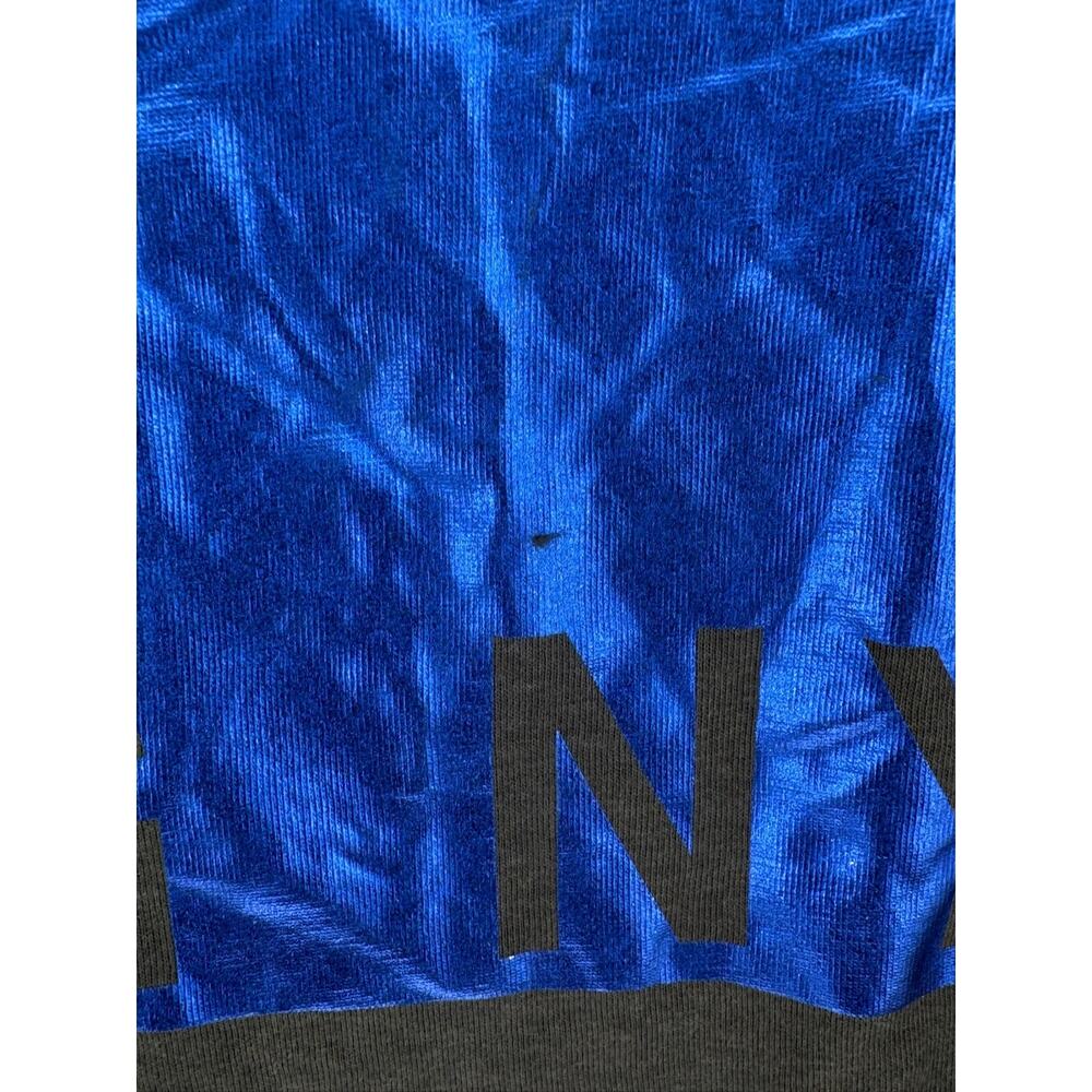 Helmut Lang Mens Gunmetal Grey Metallic Blue Film Print Box Fit T Shirt Sz M - Picture 4 of 6